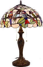 Tiffany Glass Lamp with Birds