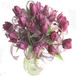 Purple Tulips in Clear Vase